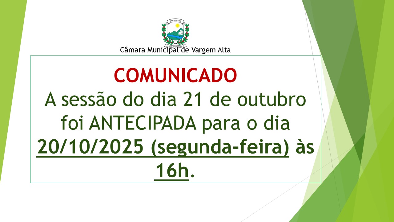 SESSÃO SERÁ NO  20 DE OUTUBRO ÀS 16H.