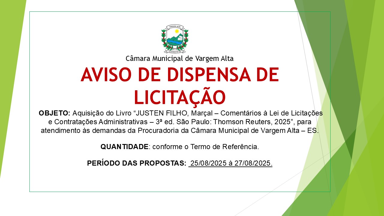 AVISO DE DISPENSA DE LICITAÇÃO N.º 19/2025