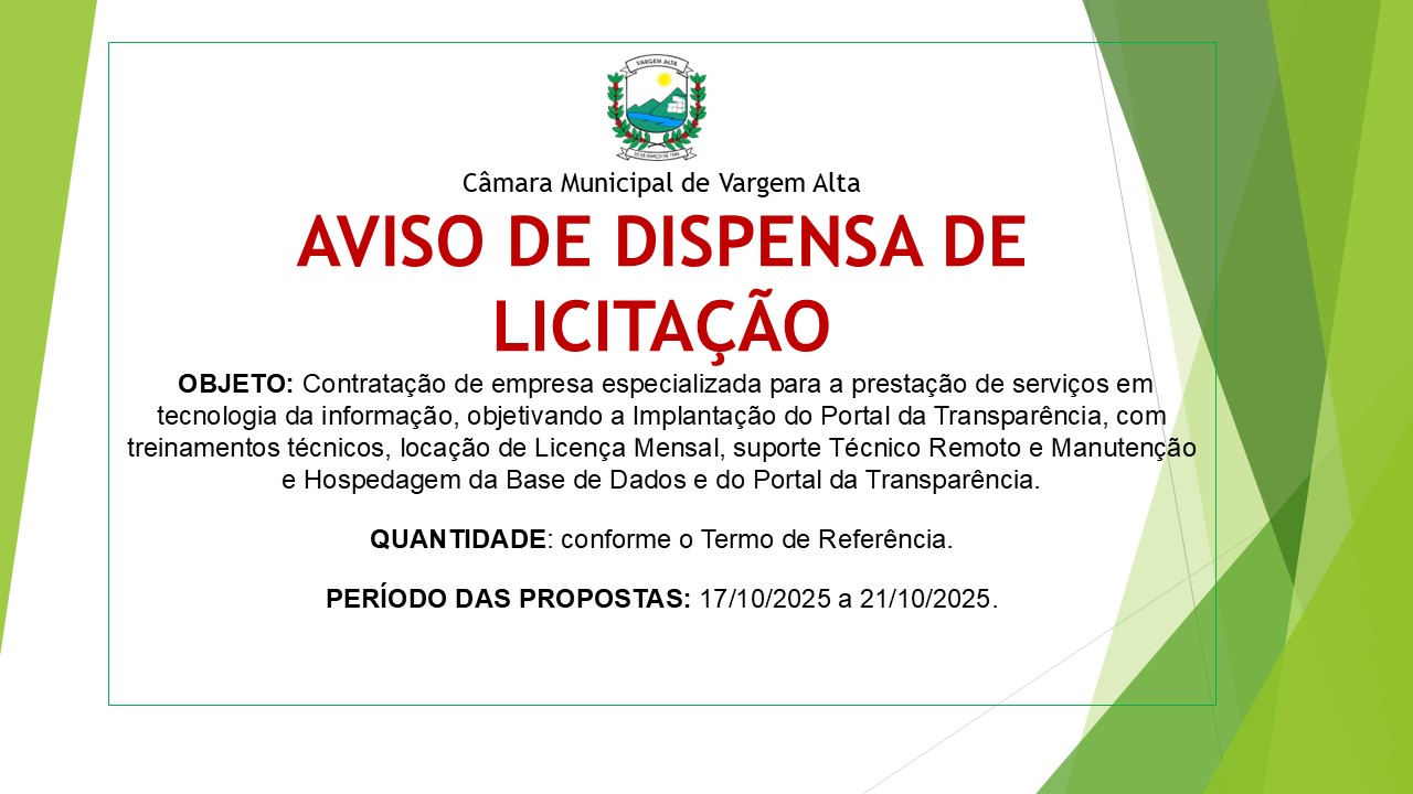 AVISO DE DISPENSA DE LICITAÇÃO N.º 20/2025