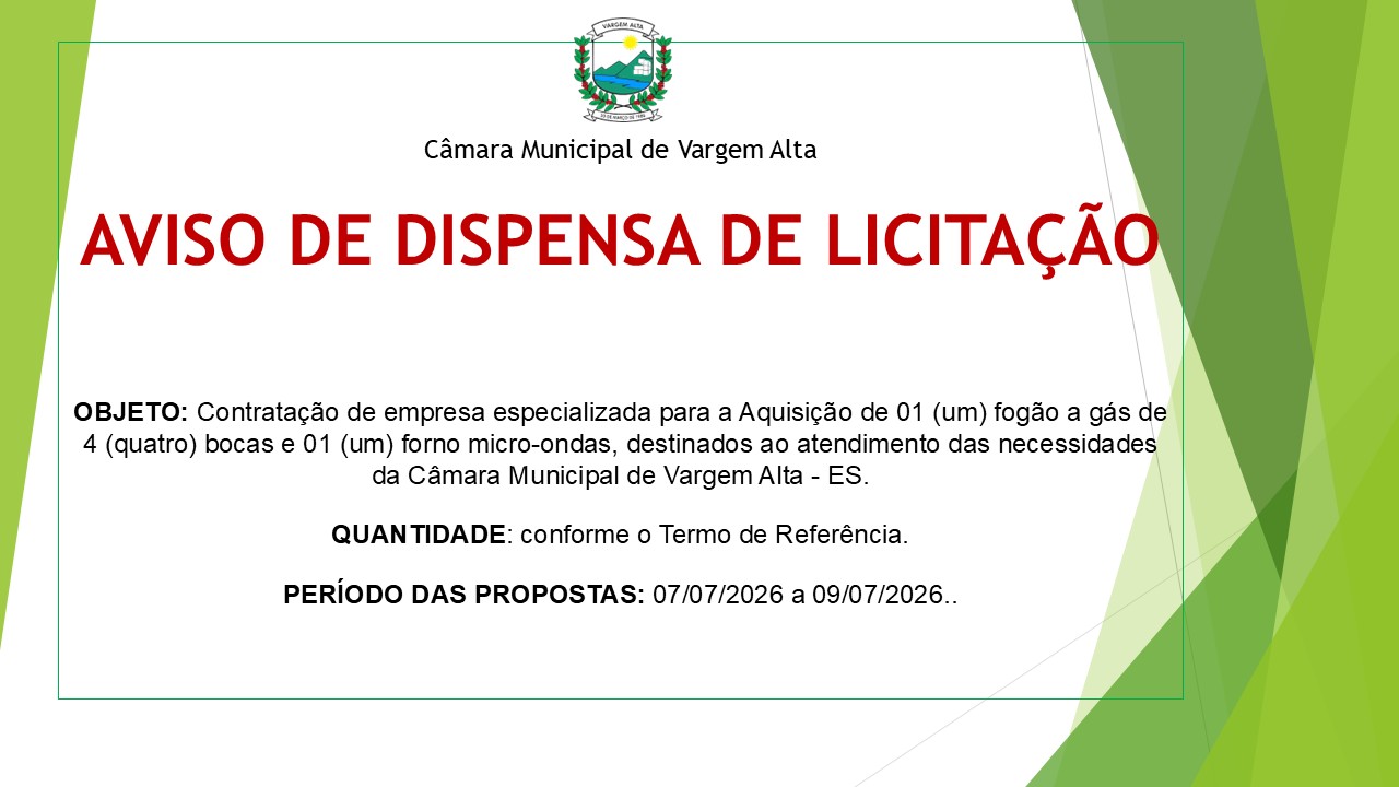 AVISO DE DISPENSA DE LICITAÇÃO N.º 15/2026