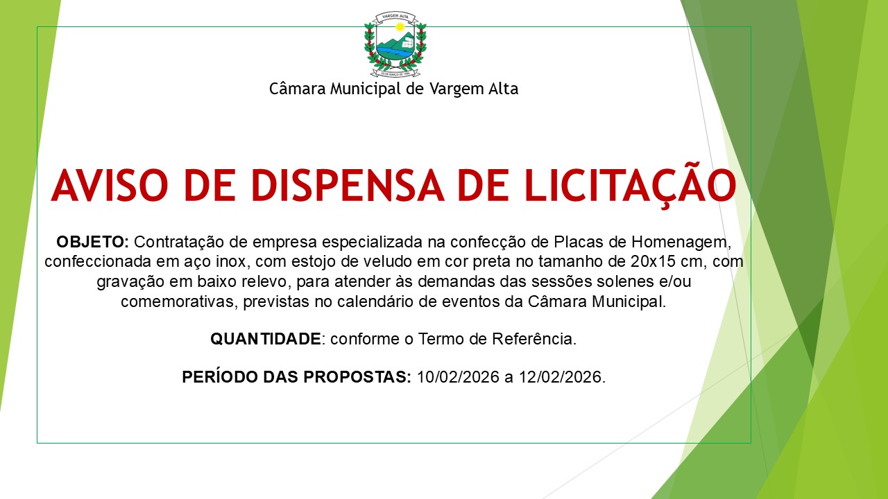AVISO DE DISPENSA DE LICITAÇÃO N.º 06/2026