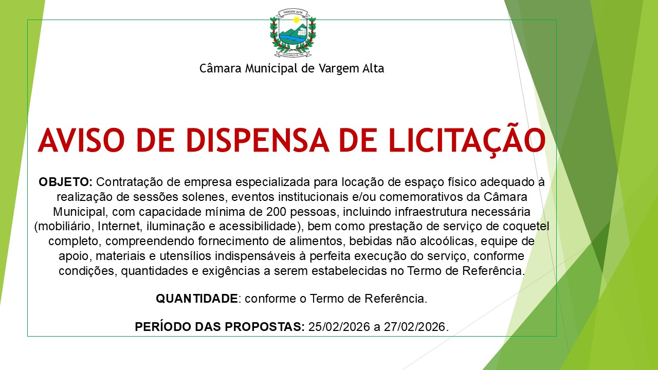 AVISO DE DISPENSA DE LICITAÇÃO N.º 08/2026