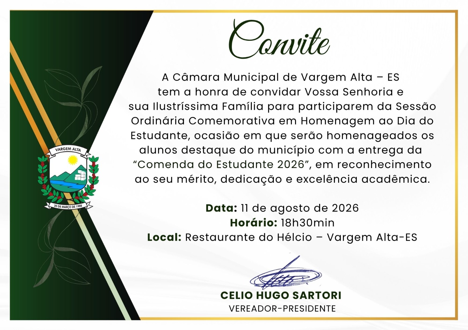 COMENDA DO ESTUDANTE 2026