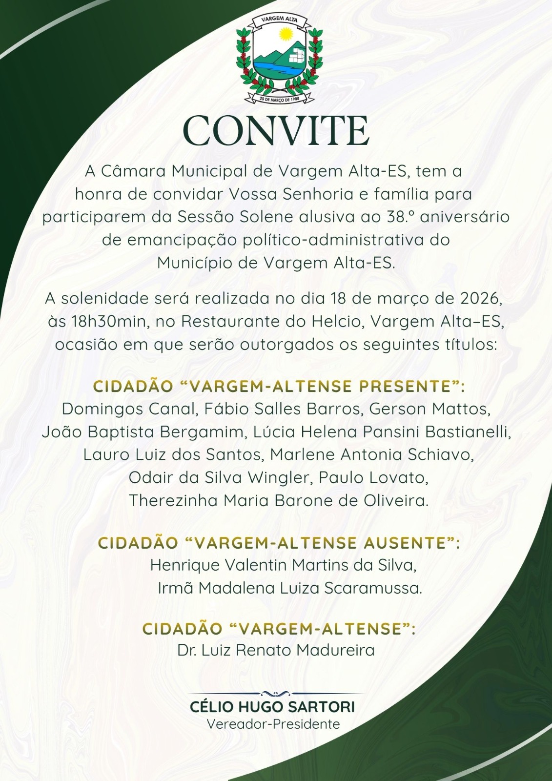 SESSÃO SOLENE 18 DE MARÇO DE 2026 